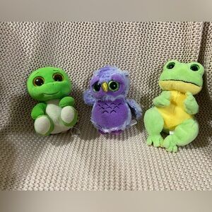 Ty Beanie Boo Lot of 3 Turtle Owl Frog